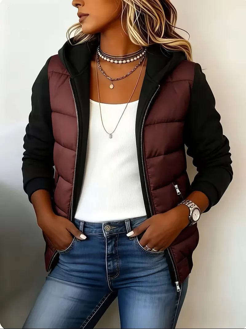 Cheney | Women's Hooded Padded Coat - Color:Wine Red;Size:XS
