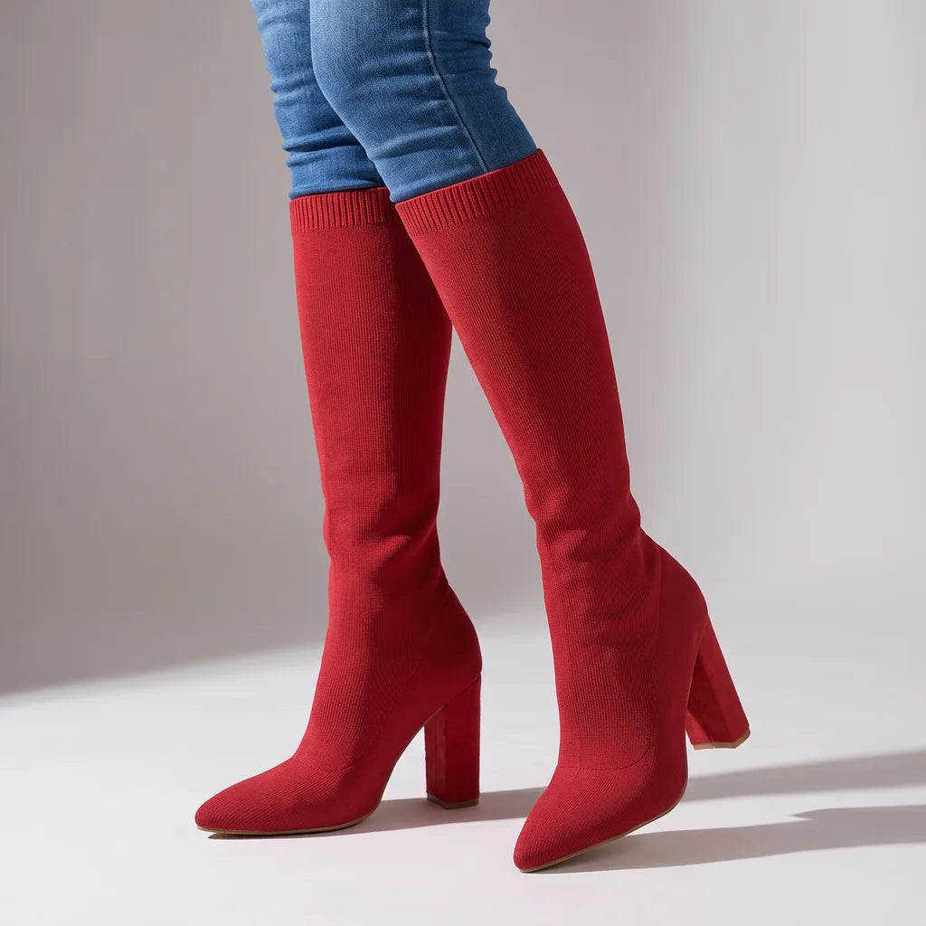 Chloe Knee High Boots - Color:Red;Size:35
