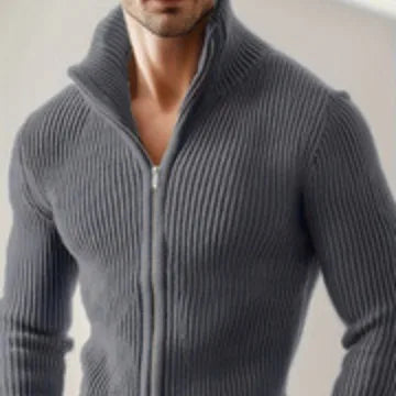 Chris | Men's Ribbed Stand-Collar Jacket - Color:Dark Gray;Size:XS