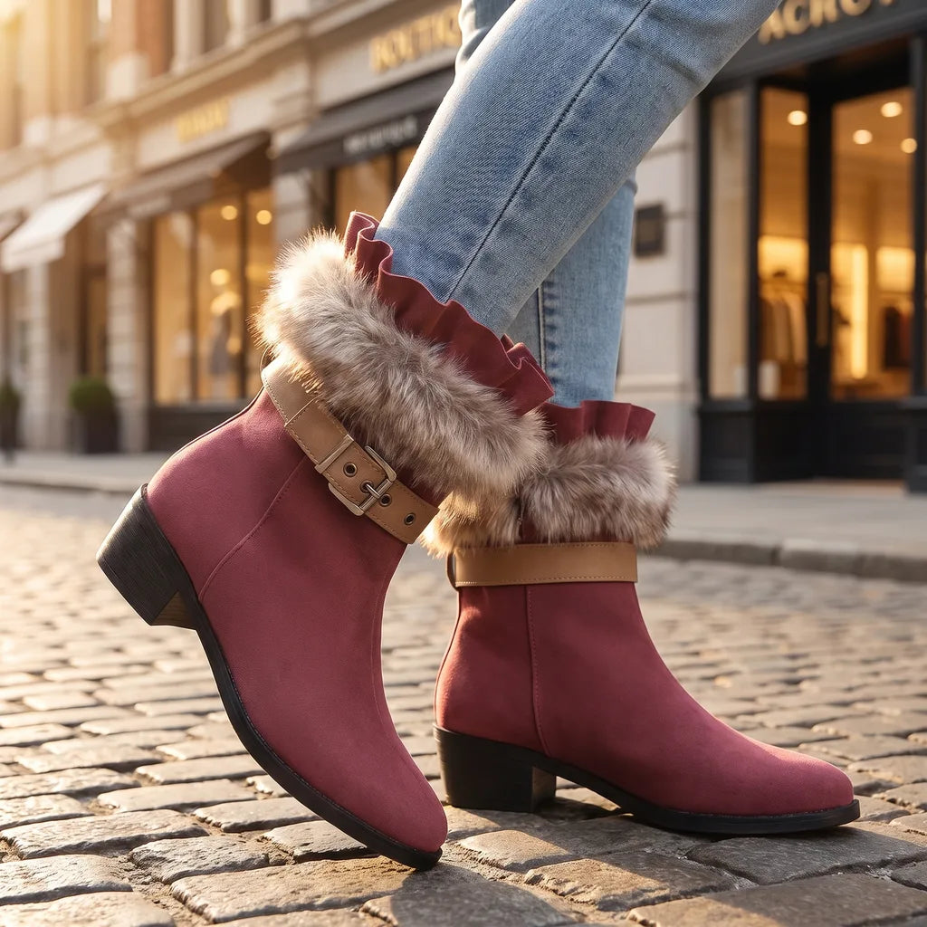 Women's Rose red Aldridge Buckle Ankle Boots