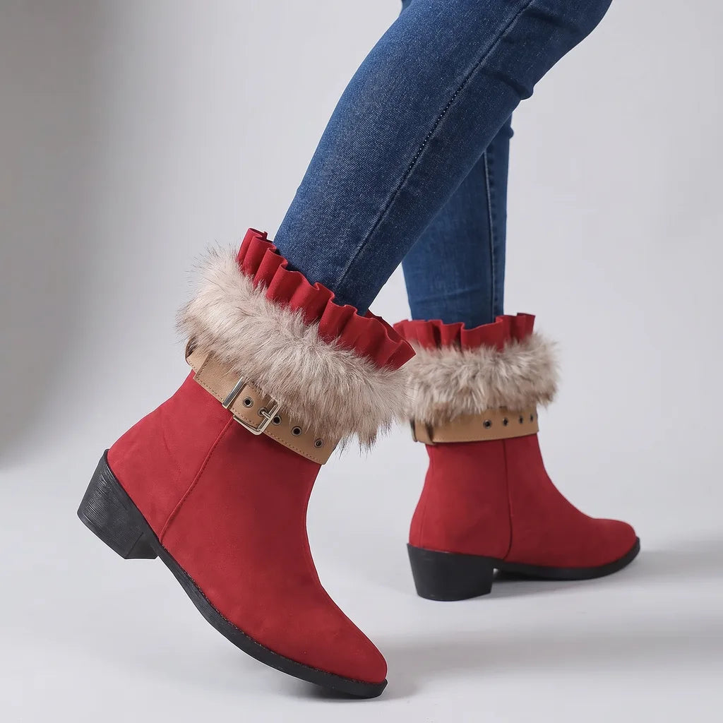 Ciara | Women's Orthopaedic Winter Ankle Boots - Color:Red;Size:36