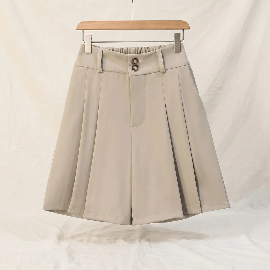 Clancy High Waist Shorts - Color:Khaki;Size:S