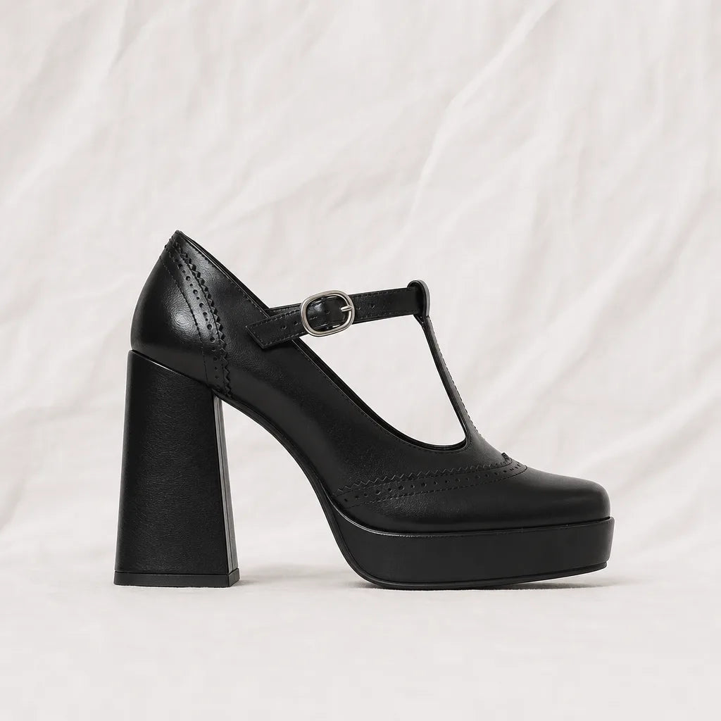 Black Eliza Brogue Platform Pumps 4