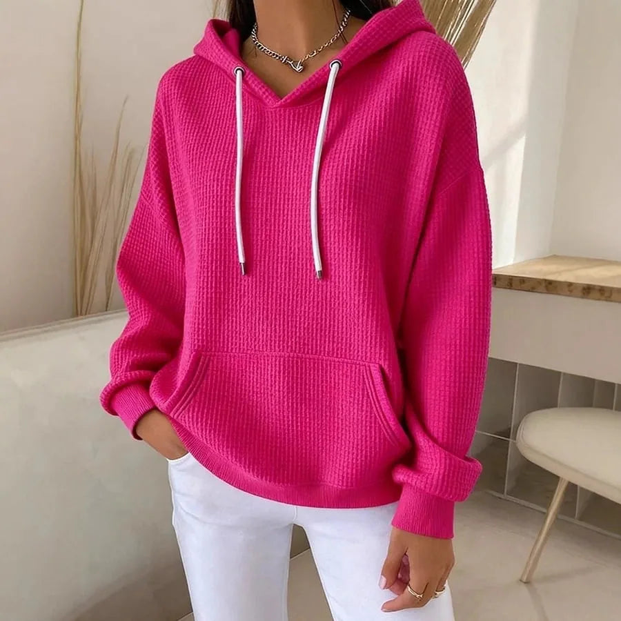 Clarissa | Women's Textured Hoodie  - Color:Fuchsia;Size:XS