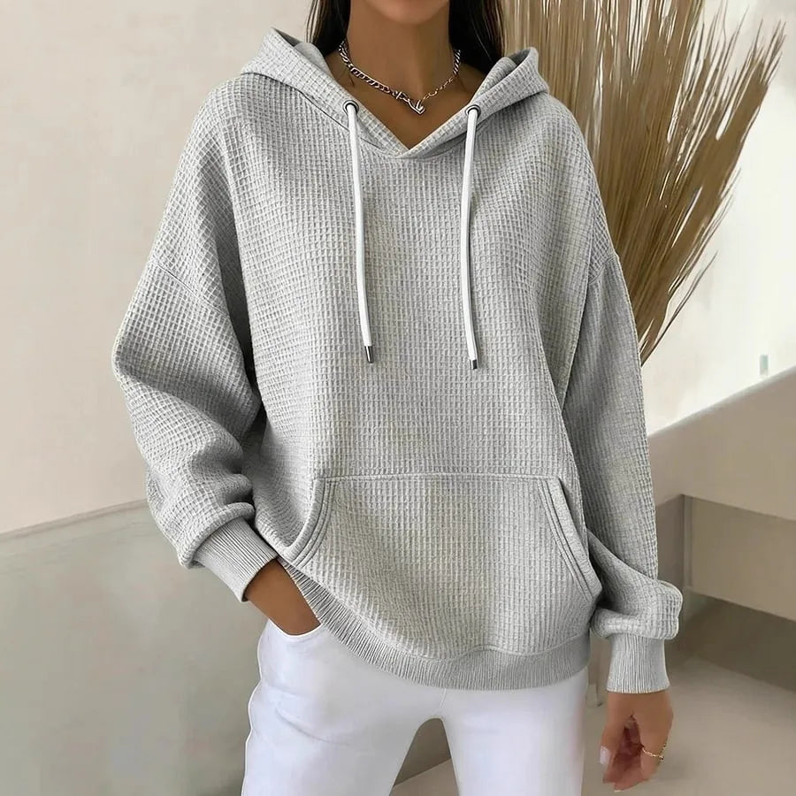 Clarissa | Women's Textured Hoodie  - Color:Gray;Size:XS