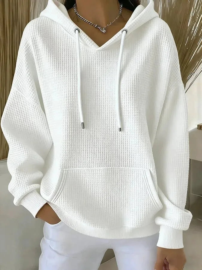 Clarissa | Women's Textured Hoodie  - Color:White;Size:XS