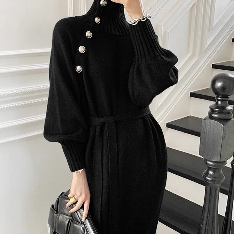 Claudia | Women's Jumper Dress - Color:Black;Size:S