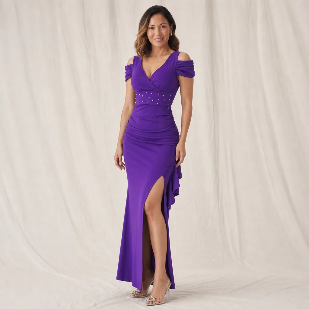 Women's Purple Clementine Beaded Maxi Dress