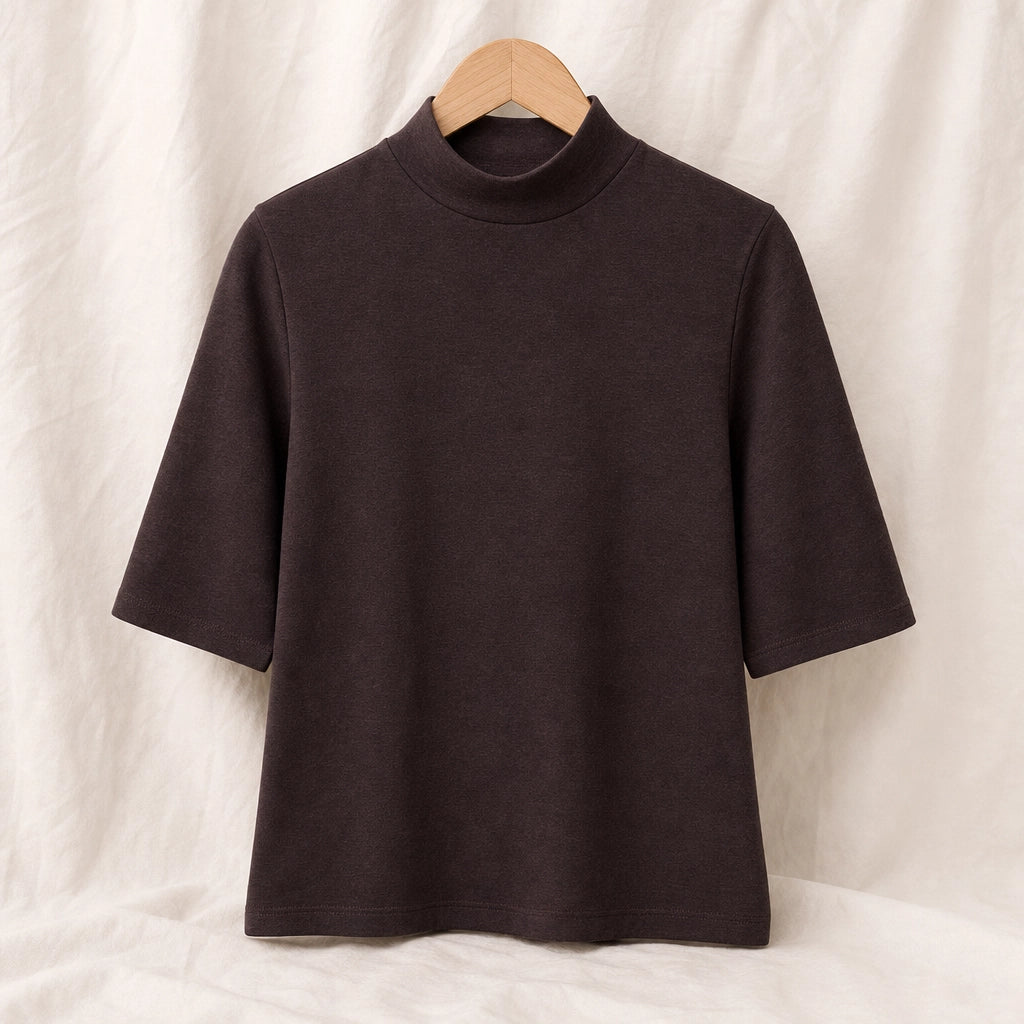 Hannah Fine Knit Casual Top - Color:Coffee;Size:S