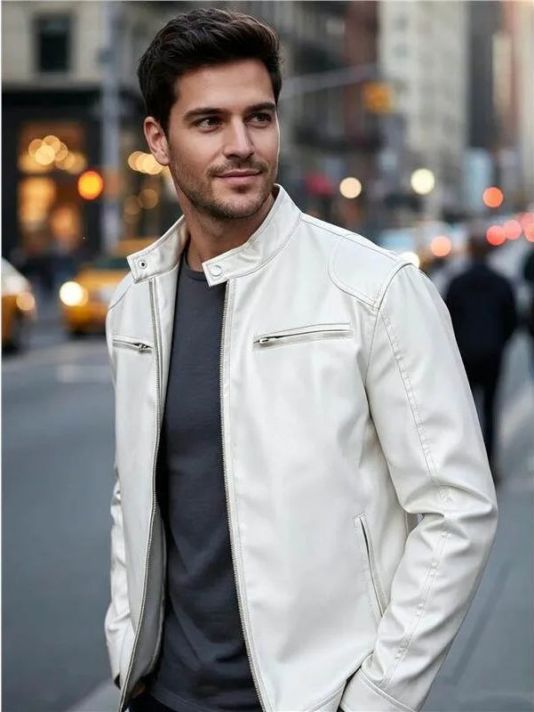 Colvin | Men's Stand Collar Jacket - Size:XS;Color:Beige