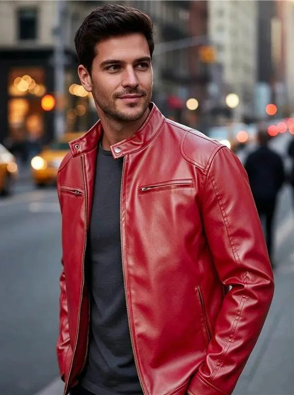 Colvin | Men's Stand Collar Jacket - Size:XS;Color:Red