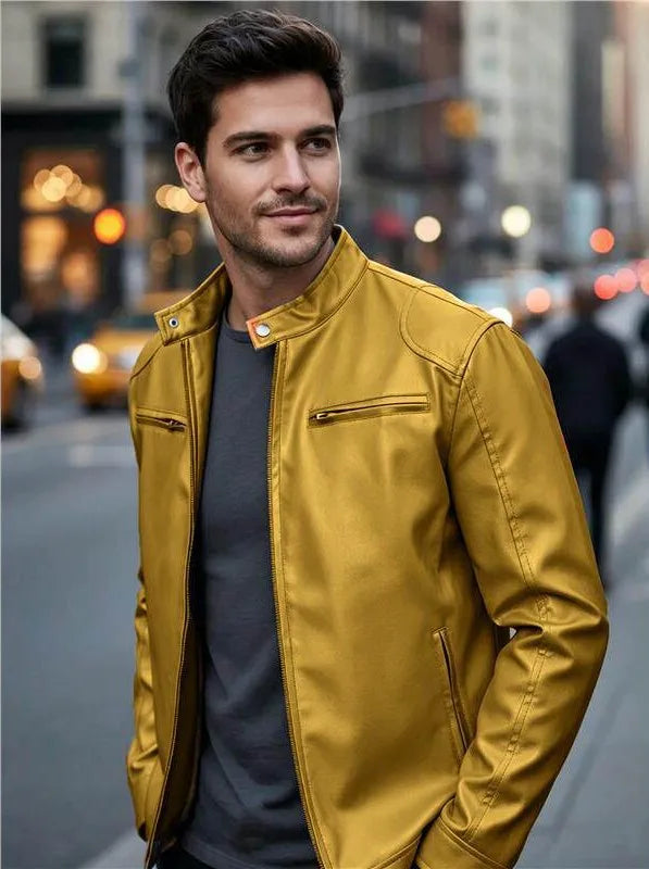 Colvin | Men's Stand Collar Jacket - Size:XS;Color:Yellow