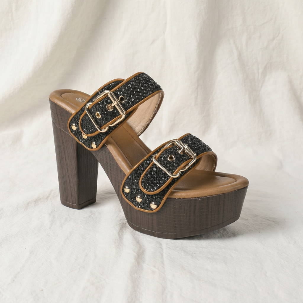 Vanessa | Womens Buckle Strap Block Heels