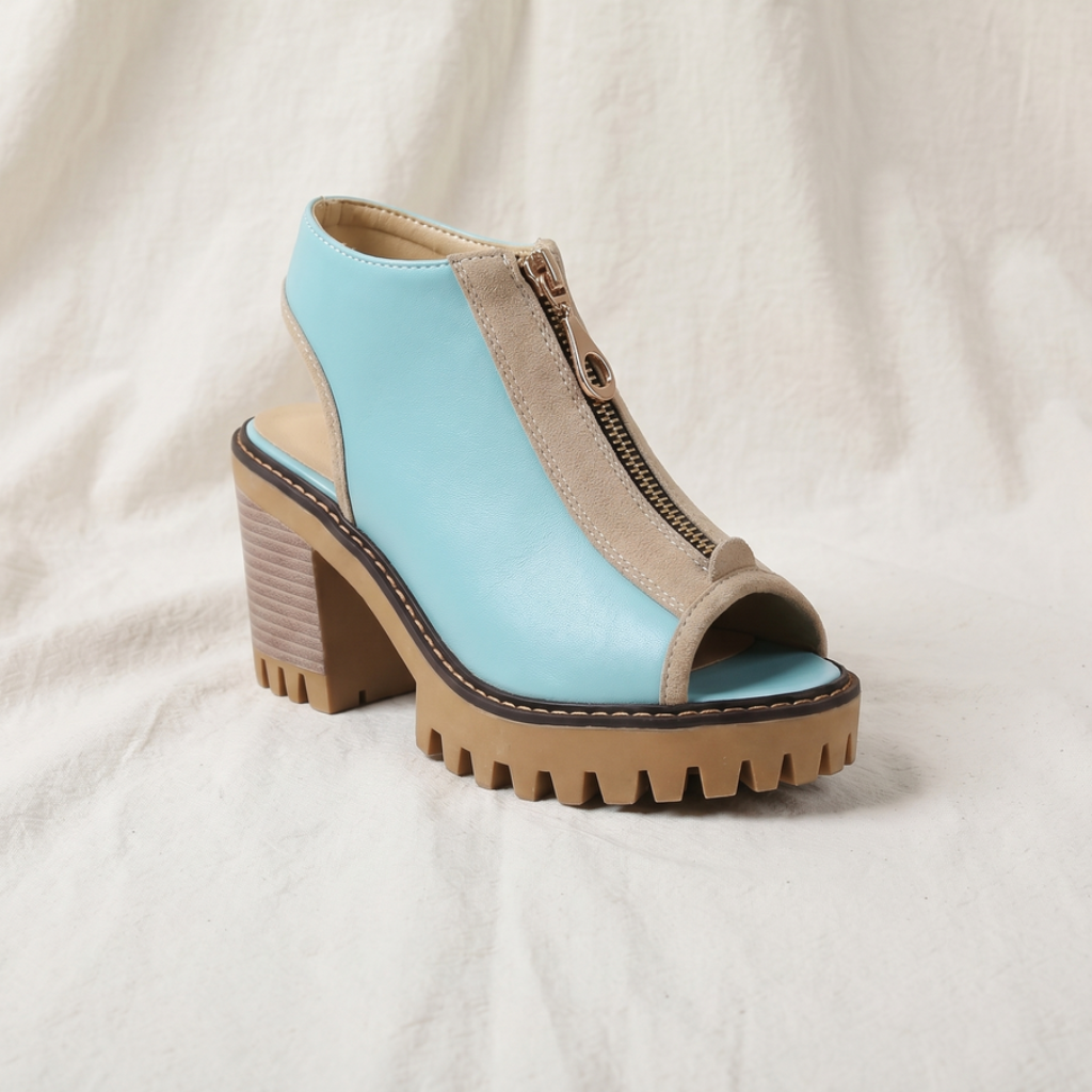 Larissa | Womens Zipper Block Heels