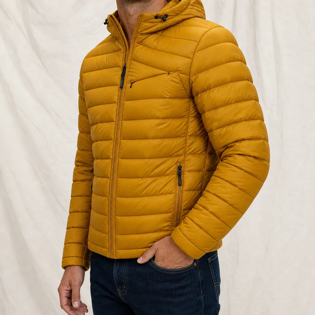 Men's Yellow Constable Hooded Puffer Jacket