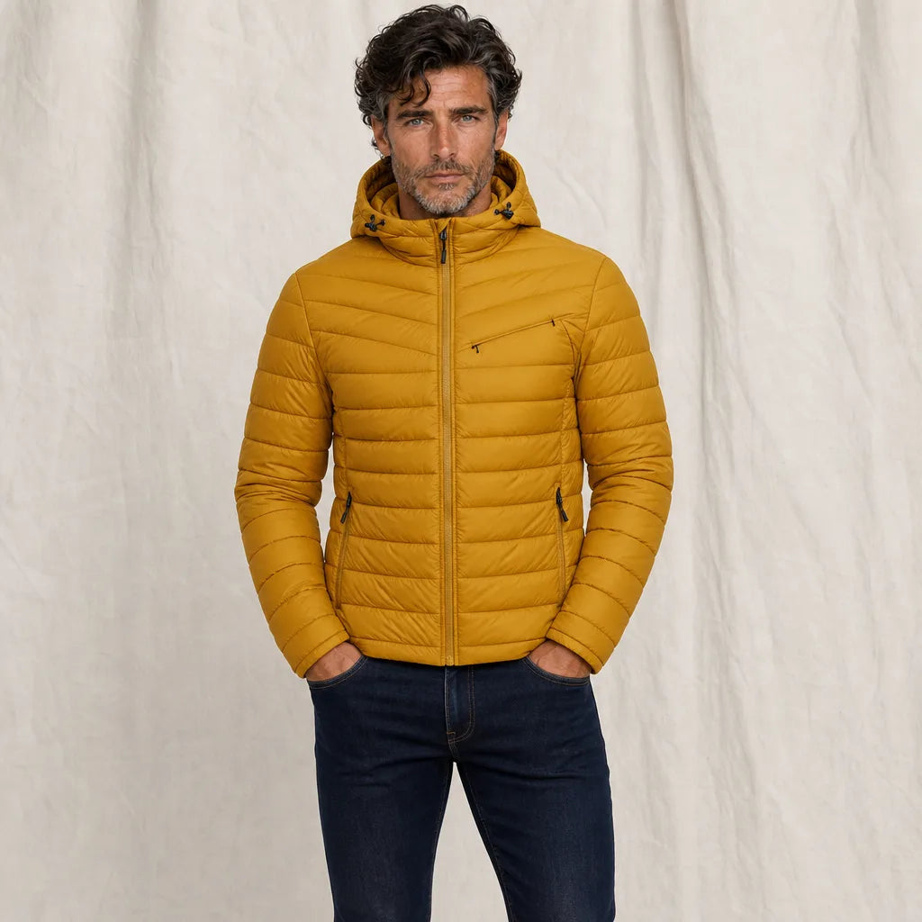 Men's Yellow Constable Hooded Puffer Jacket