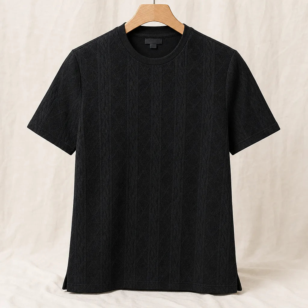 Corbin Jacquard Knit T-Shirt - Color:Black;Size:S