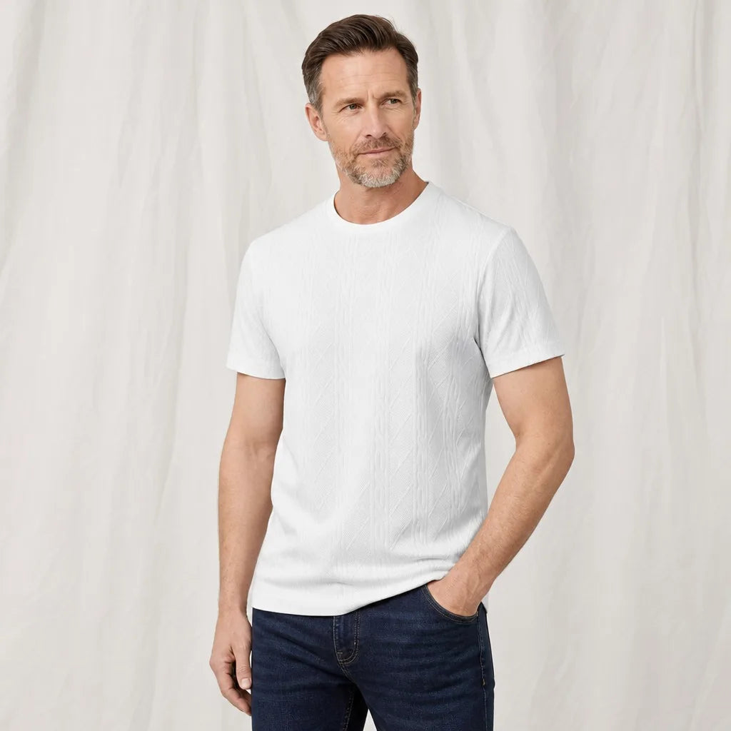 Men's White Corbin Jacquard Knit T-Shirt