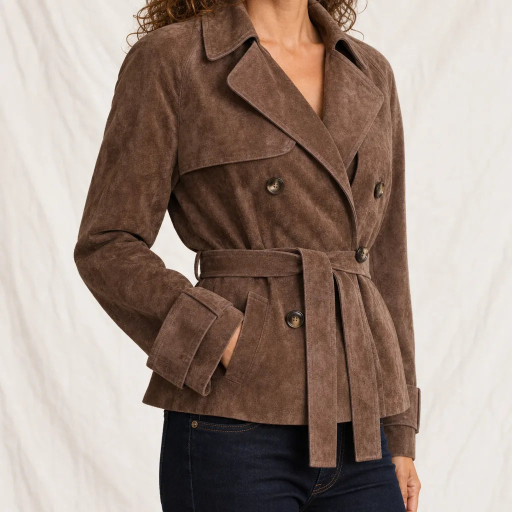 Women's Brown Brandt Belted Short Jacket