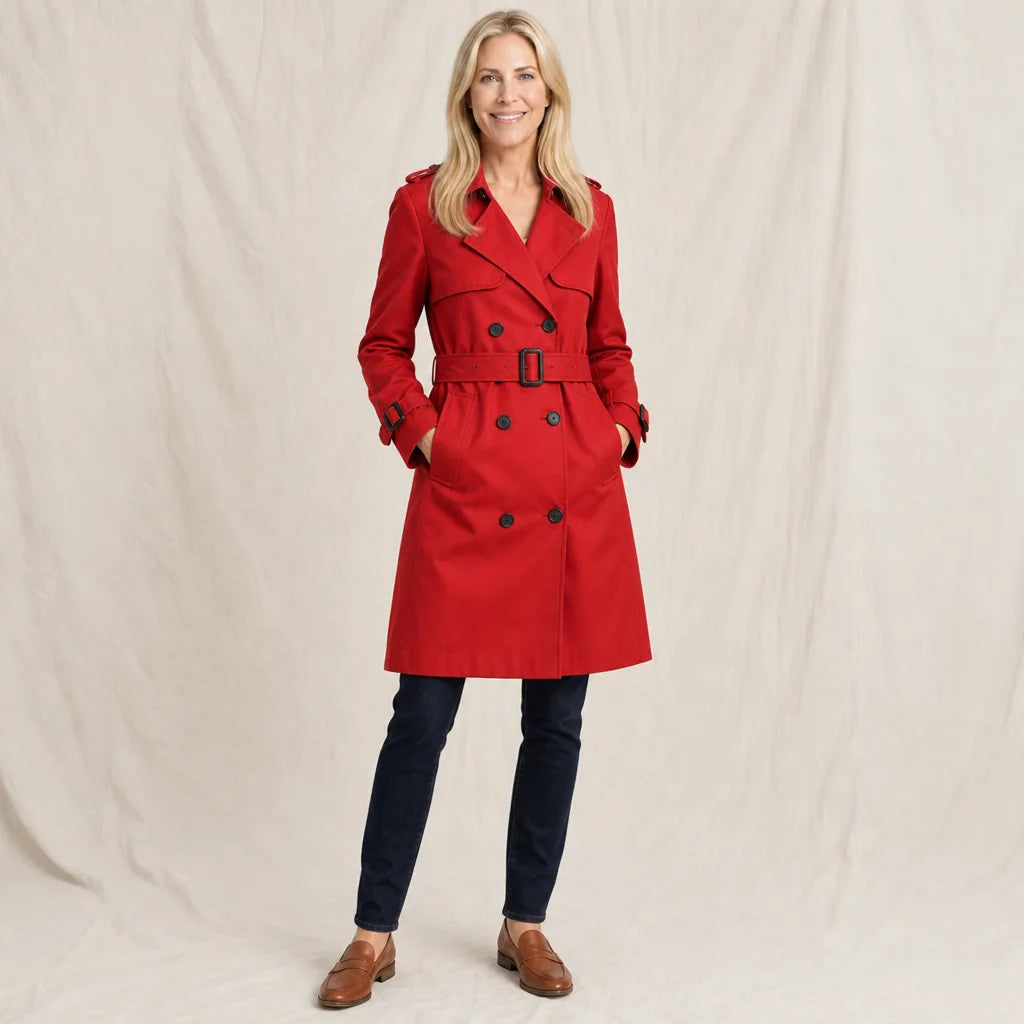 Women's Red Lachlan Belted Trench Coat
