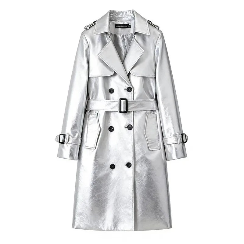 Cordelia | Women's Trench Jacket - Silver