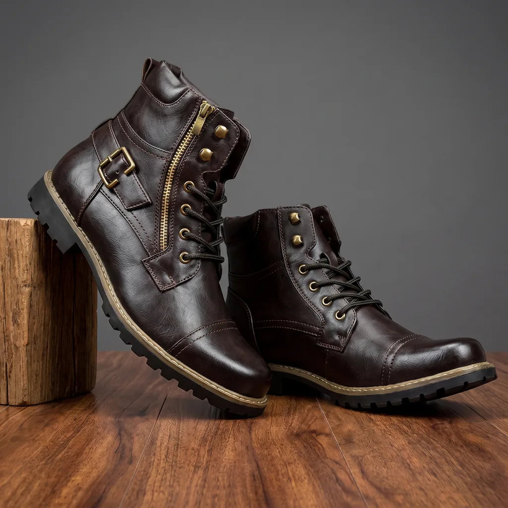 Cormac Buckle Boots - Color:Dark Brown;Size:38