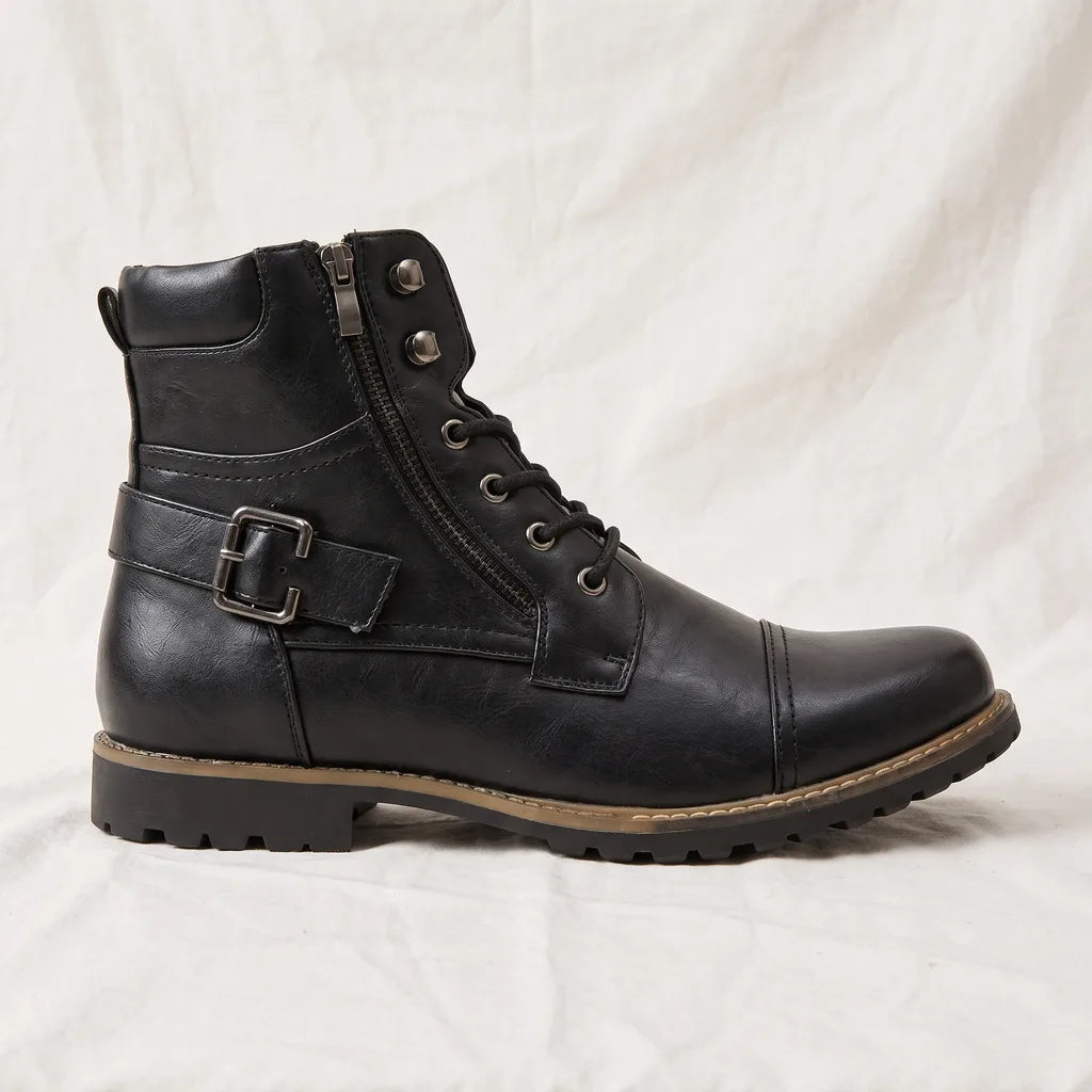 Men's Black Tierney Mid-Cut Biker Boots