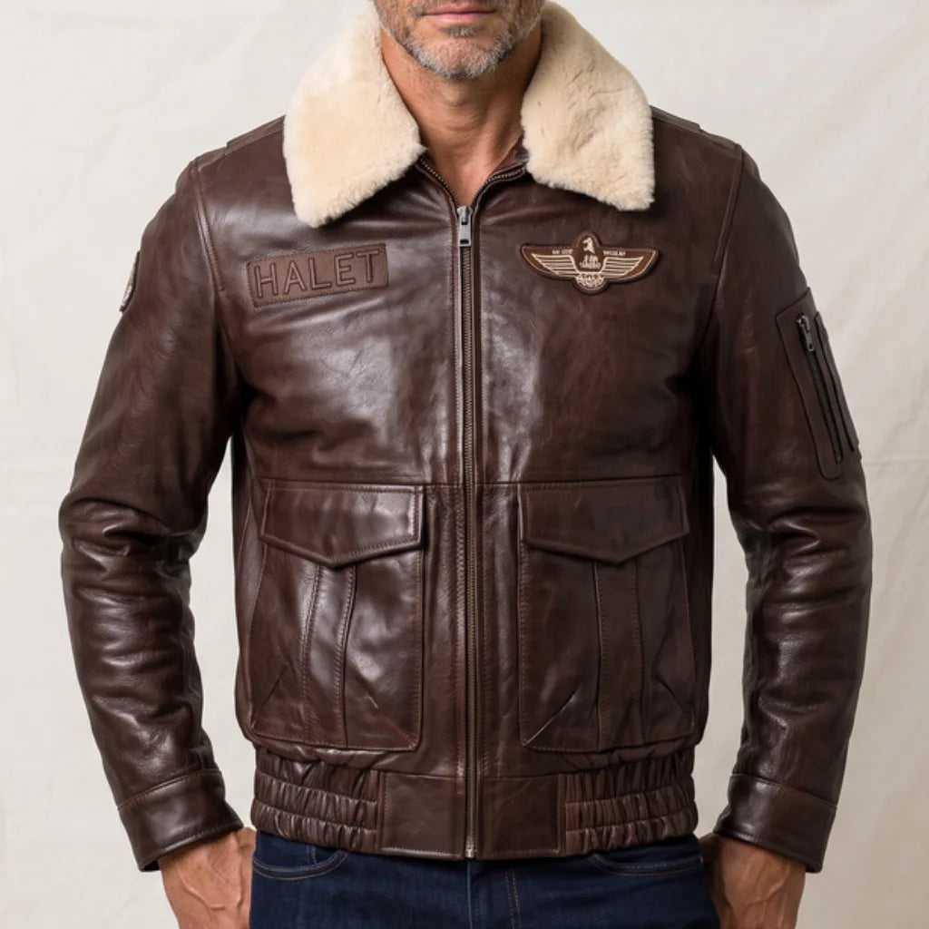 Cornwall Leather Jacket - Color:Brown;Size:XS