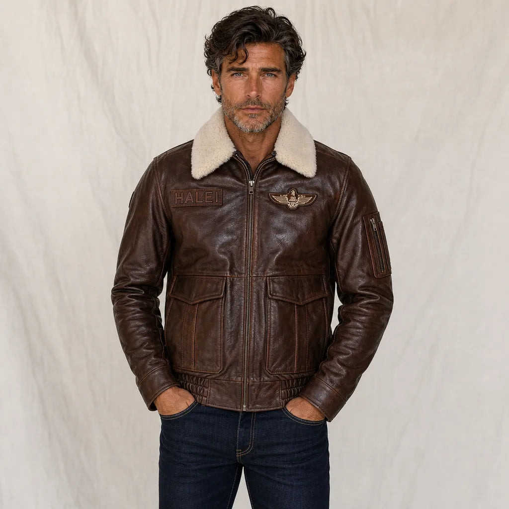 Men's Brown Cornwall Leather Flight Jacket