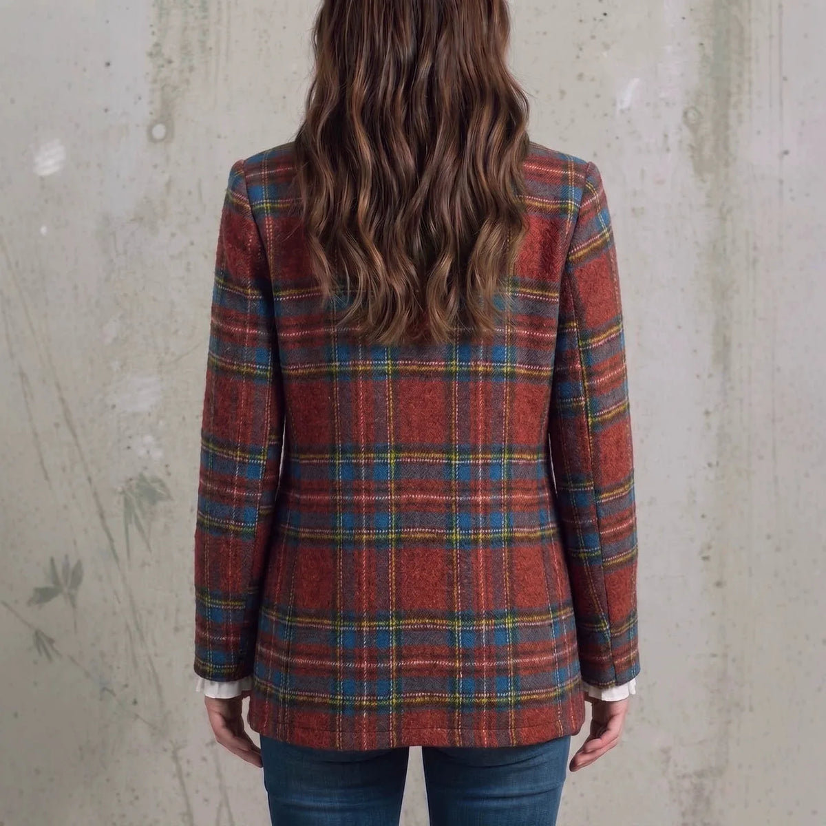 Women's Courtney | Women's Red Plaid Double-Breasted Blazer