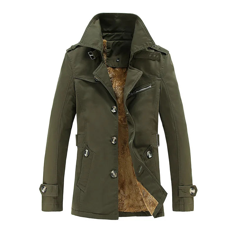 Covington | Men's Trench Coat - Color:Military Green Velvet;Size:S