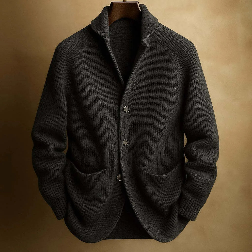 Cowell | Men's Knitted Cardigan - Color:Black;Size:XS