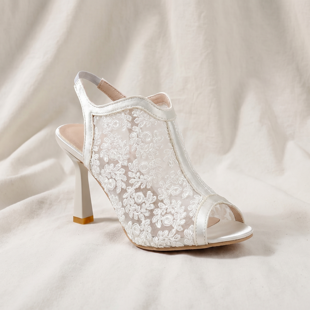 Cream Sienna Lace Platform Sandals 1