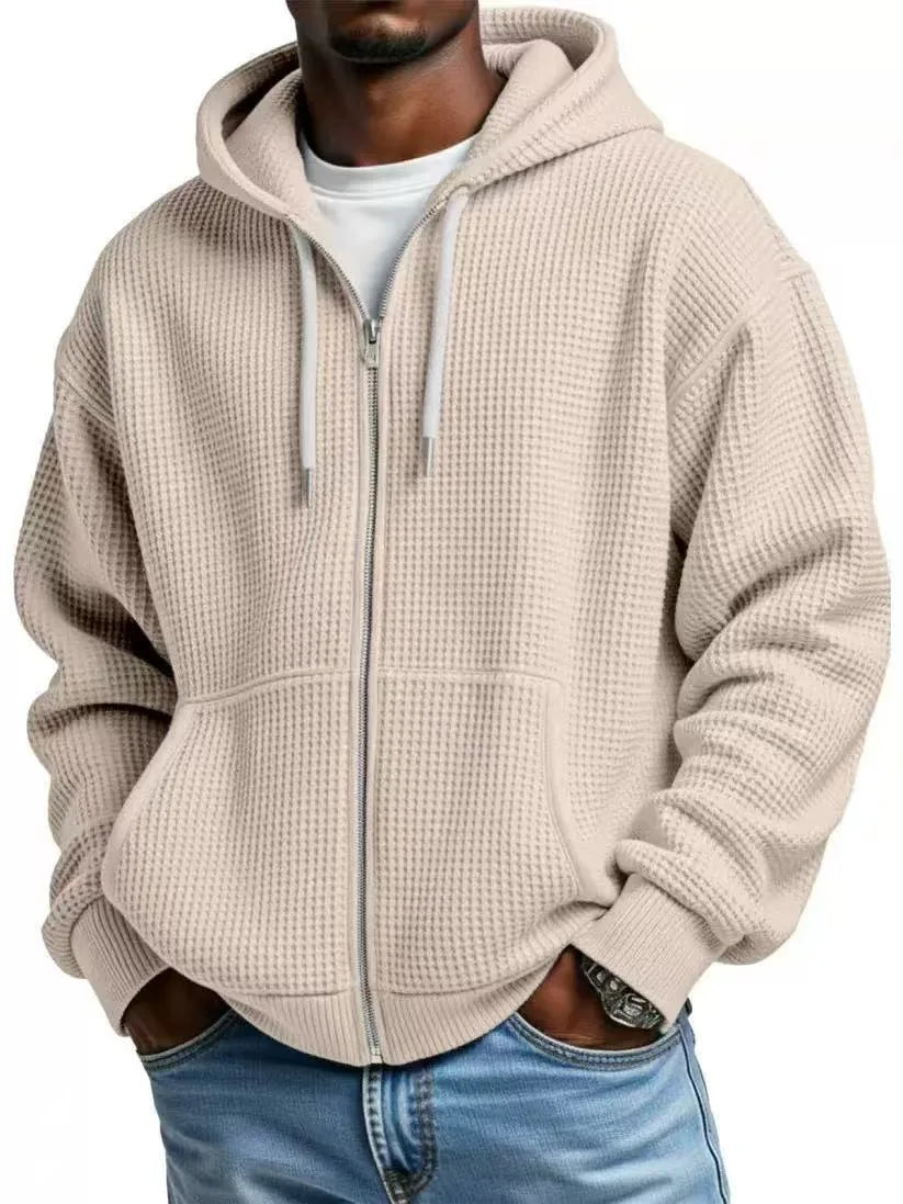 Cromwell | Men's Full Zip Hoodie - Color:Beige;Size:XS