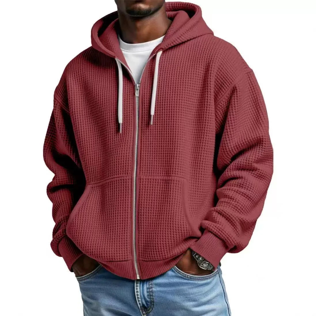 Cromwell | Men's Full Zip Hoodie - Color:Wine Red;Size:XS