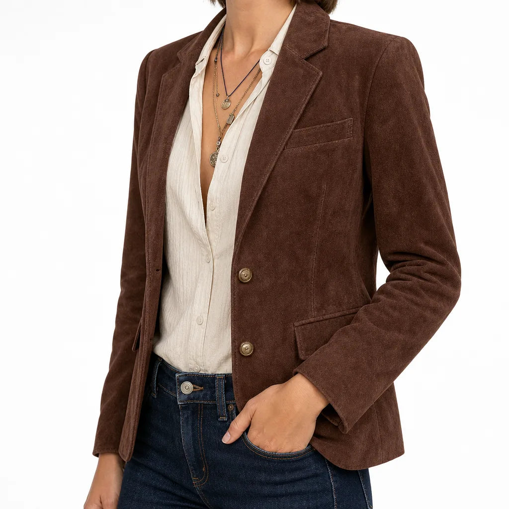Women's Dark Brown Georgina | Women's Suede Classic Blazer