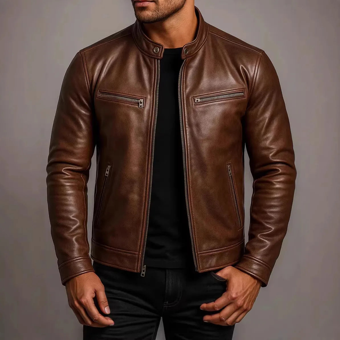 Men's Culver | Men's Faux-Leather Motorcycle Jacket