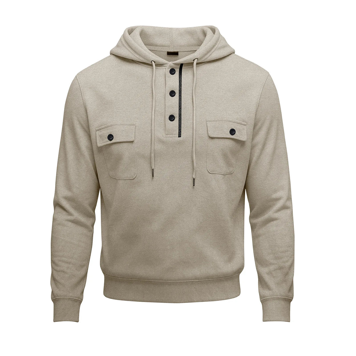 Cunningham | Men's Buttoned Up Hoodie - Color:Apricot;Size:S