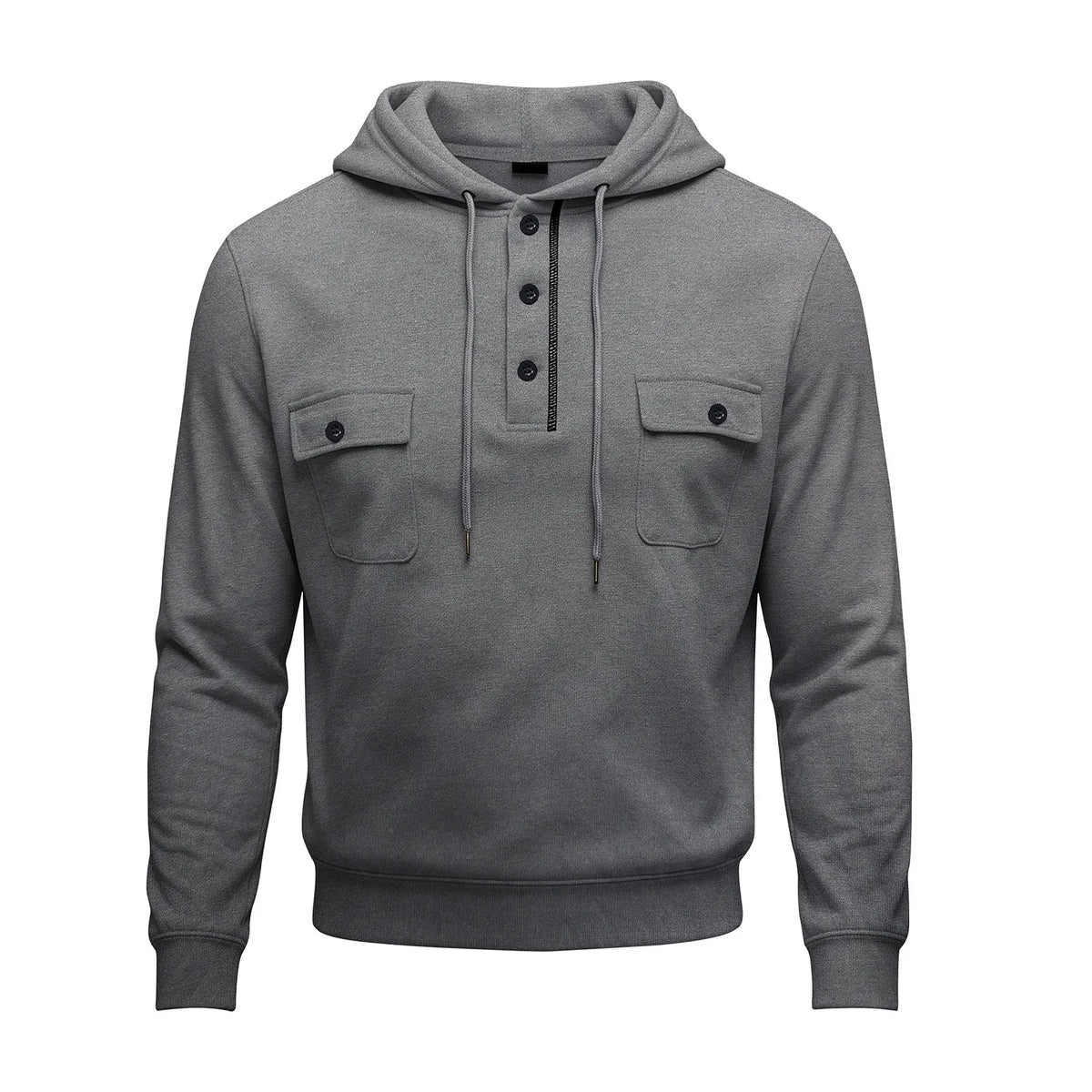 Cunningham | Men's Buttoned Up Hoodie - Color:Gray;Size:S