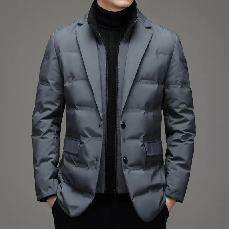Dale | Men's Puffer Trench Coat - Color:Gray;Size:2XL/185