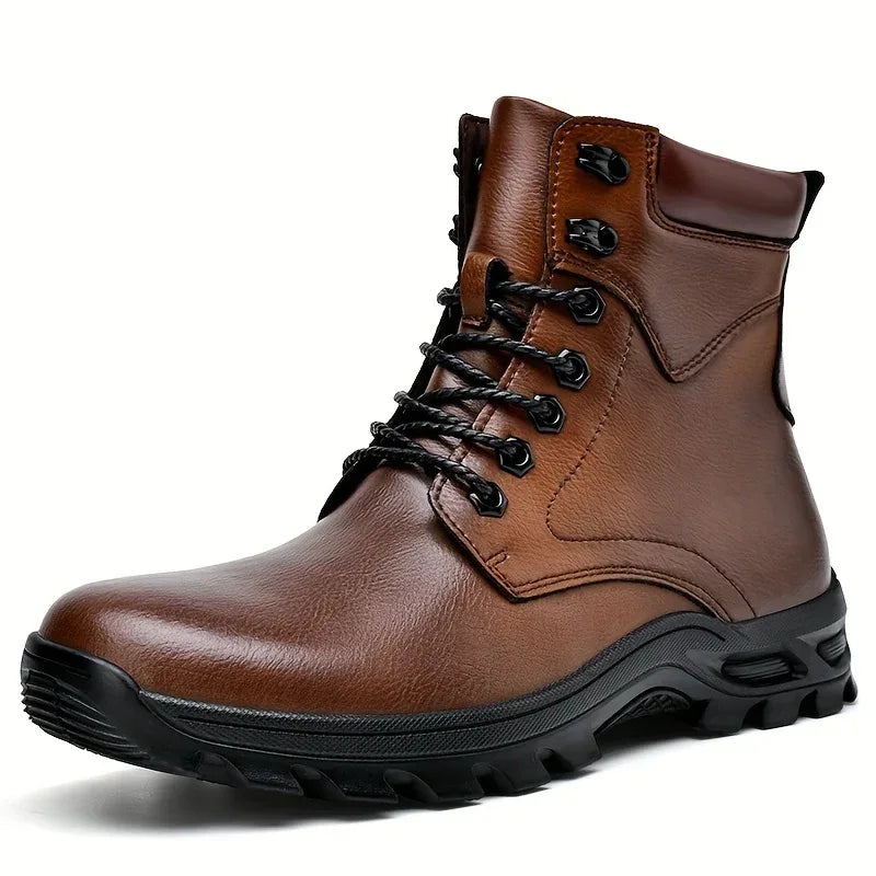 Dalton | Men's Waterproof Leather Ankle Boots - Color:Dark Brown;Size:38