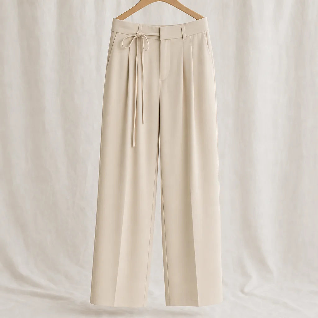 Daphne Pleated Pants - Color:Khaki;Size:XS