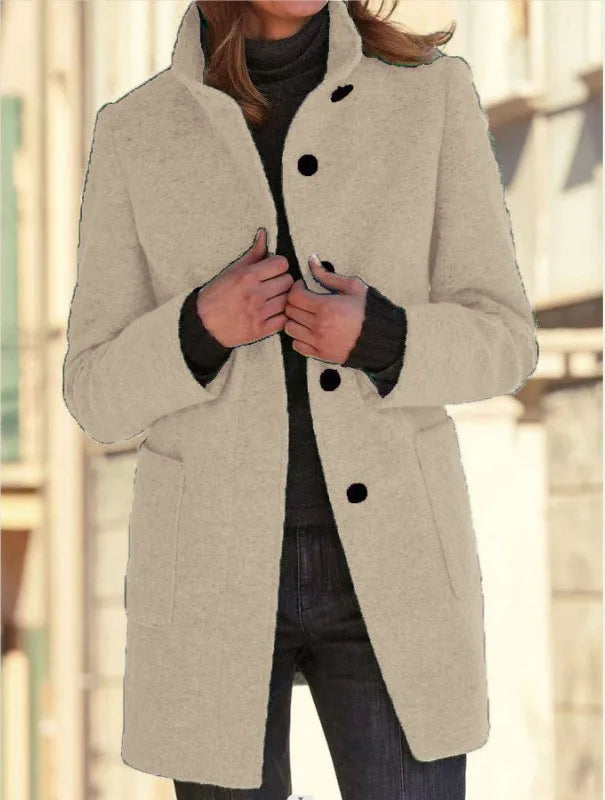 Darcey | Women's Soft Touch Tailored Coat - Color:Beige;Size:XS