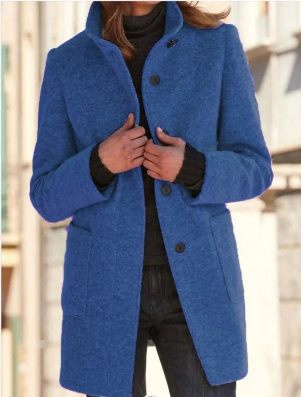 Darcey | Women's Soft Touch Tailored Coat - Color:Blue;Size:XS