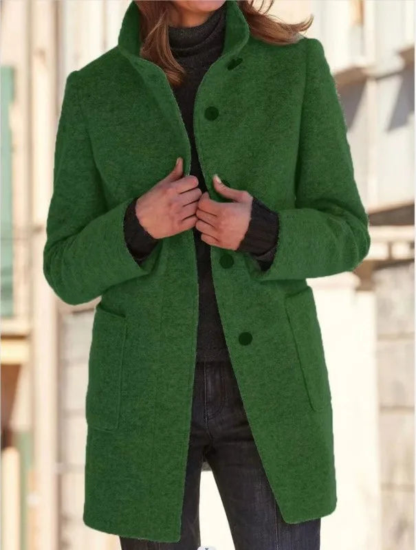 Darcey | Women's Soft Touch Tailored Coat - Color:Green;Size:XS