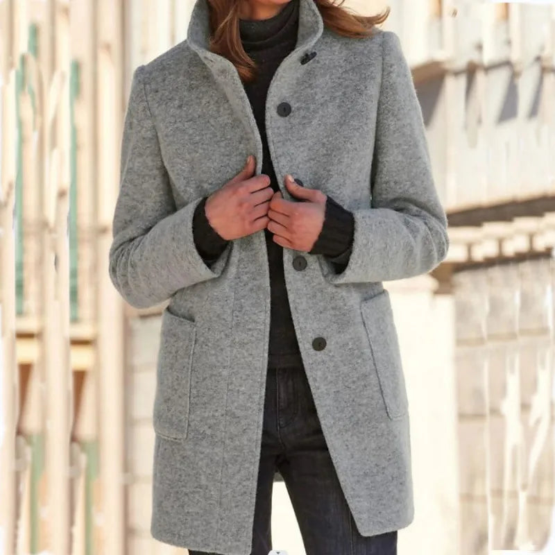 Darcey | Women's Soft Touch Tailored Coat - Color:Grey;Size:XS