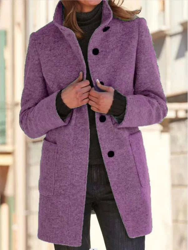 Darcey | Women's Soft Touch Tailored Coat - Color:Purple;Size:XS
