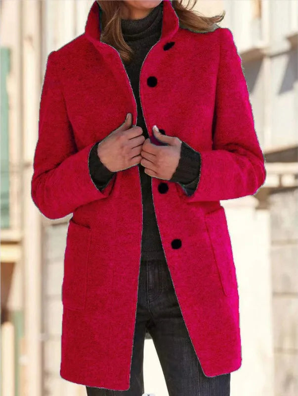 Darcey | Women's Soft Touch Tailored Coat - Color:Red;Size:XS