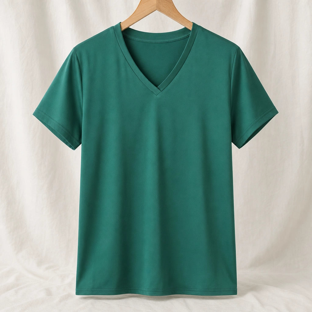 Sara Relaxed Short Sleeve Top - Color:Dark Green Crew Neck;Size:XS