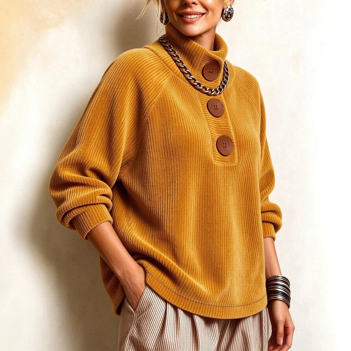 Women's Darla | Women's Corduroy High Neck Pullover